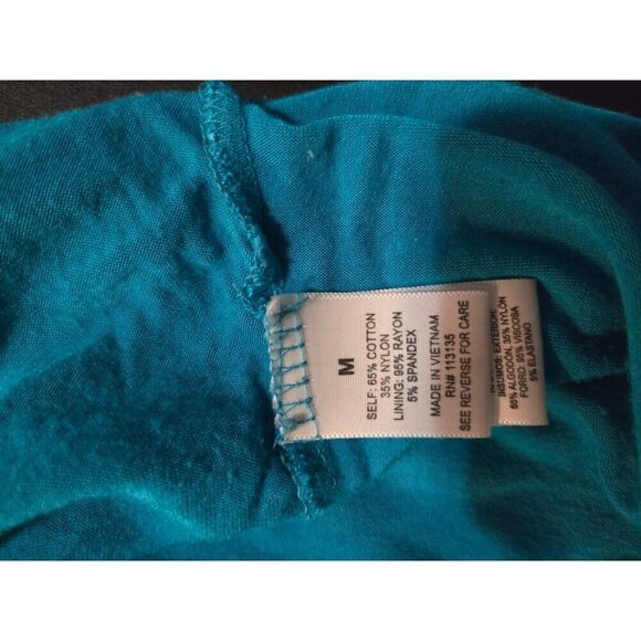 Leo & Nicole Women's Blue Crochet Overlay Cotton Blend Short Sleeve Top Medium - Picture 7 of 7